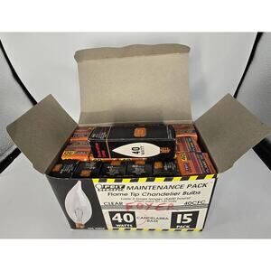 16 Vtg FEIT Electric 40-Watt Clear Candelabra Flame Tip Light Bulbs‎